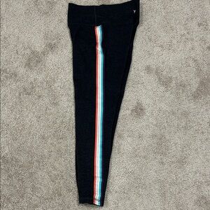 Old Navy Charcoal Leggings with Orange, Purple, White & Aqua Side Stripe